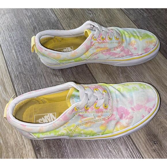 Vans Juniors Youth US Size 4 Elastic Tie Dye Canvas Cyber Yellow Sneaker Shoes - Picture 2 of 11